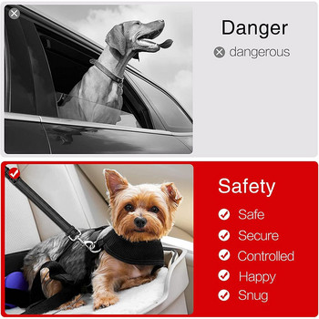 Кучешки предпазен колан Регулируем предпазен колан за кученца за домашни любимци Светлоотразяващо еластично бънджи Свържете се с колана за кучета в превозното средство Ежедневна употреба