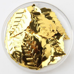 65 τμχ/Παρτίδα Πράσινες πούλιες Σχήμα γκλίτερ Παγιέτες φύλλων 14x25 χιλιοστών Παγιέτες φύλλων Κομφετί Ράψιμο Diy ένδυμα lentejuela paillettes SE7