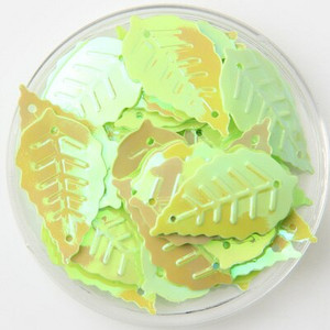 65 τμχ/Παρτίδα Πράσινες πούλιες Σχήμα γκλίτερ Παγιέτες φύλλων 14x25 χιλιοστών Παγιέτες φύλλων Κομφετί Ράψιμο Diy ένδυμα lentejuela paillettes SE7