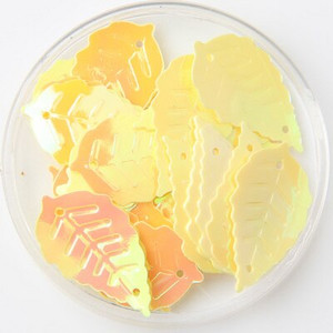 65 τμχ/Παρτίδα Πράσινες πούλιες Σχήμα γκλίτερ Παγιέτες φύλλων 14x25 χιλιοστών Παγιέτες φύλλων Κομφετί Ράψιμο Diy ένδυμα lentejuela paillettes SE7