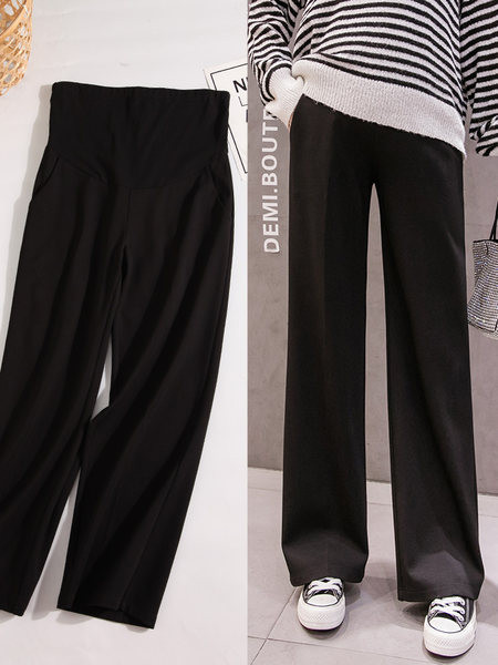 Casual γυναικείο παντελόνι σε μαύρο χρώμα - ίσιο μοντέλο