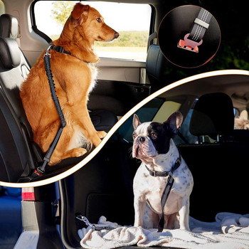 Регулируем предпазен колан за кучета Предпазен колан за кола, каишка за кучета, предпазен колан за превозно средство, кабели Еластично отразяващо въже за безопасност, консумативи за котки за домашни любимци