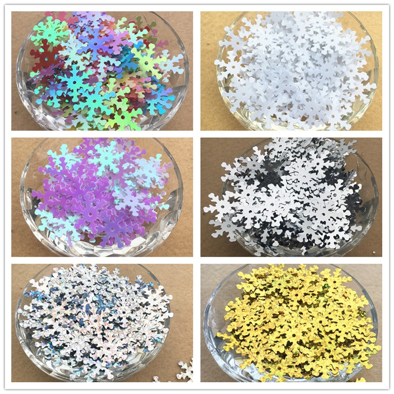 10g 19mm Παγιέτες χιονονιφάδας Παγιέτα Ράψιμο Χριστουγεννιάτικη παγιέτα DIY Διακοσμητικά Ευρήματα διακόσμηση γάμου Αξεσουάρ ρούχων