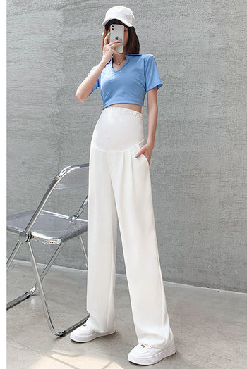 Дамски широк панталон с висока талия- в три цвята