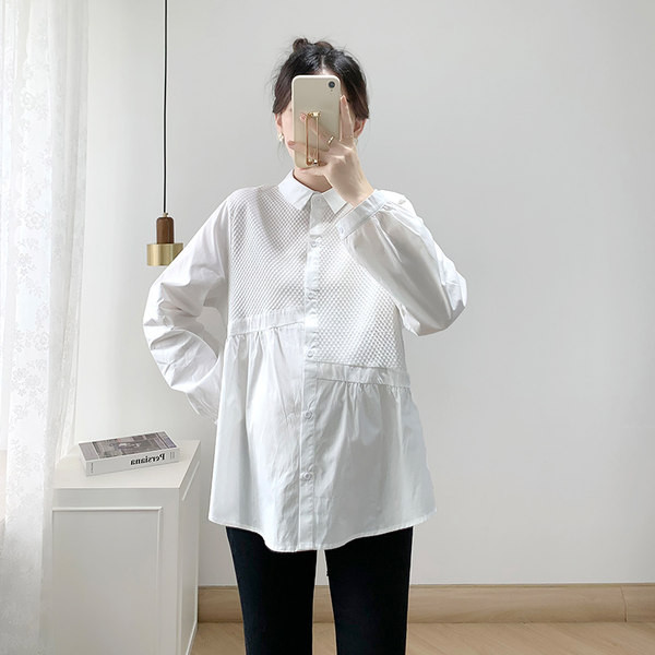 Moekas pikkade varrukatega ja klassikalise kraega rasedate särk