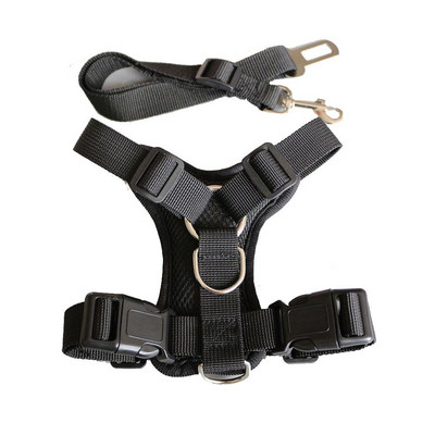Dog Safety Vest Harness With belt Adjustable Dog Car Breathable Mesh Harness Seat Belt Vehicle Connector Strap For Pet Dog