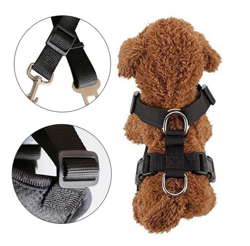 Koera turvavesti rakmed koos vööga Reguleeritav koeraauto hingav võrkrakmed Turvavöö Sõiduki ühendusrihm lemmikloomakoerale
