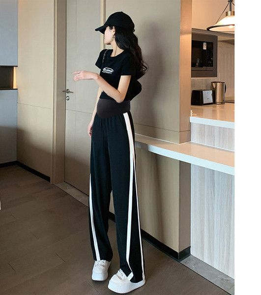 Pantaloni largi pentru gravide cu margini