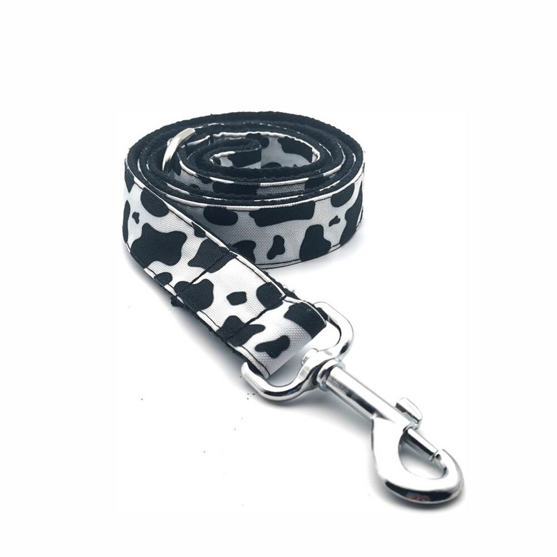 Model personalizat de vacă Guler pentru animale de companie Etichetă de identificare personalizată pentru cățel Accesoriu reglabil pentru pisică Negru Alb Set de lesă pentru zgarda de bază pentru câini