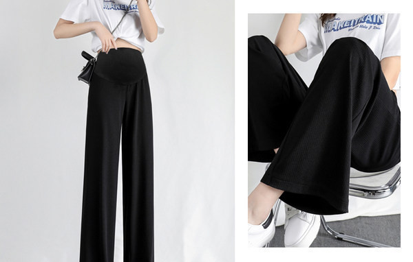 Dviejų spalvų plačios kelnės nėščiosioms