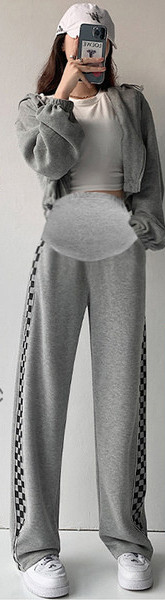 Γυναικείο παντελόνι για εγκύους με ψηλή μέση, μπορντούρα και τσέπη