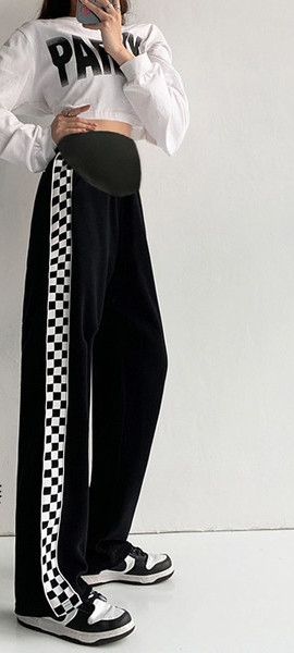 Γυναικείο παντελόνι για εγκύους με ψηλή μέση, μπορντούρα και τσέπη