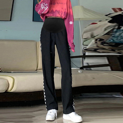 Ženske hlače za trudnice s visokim strukom, rubom i džepom