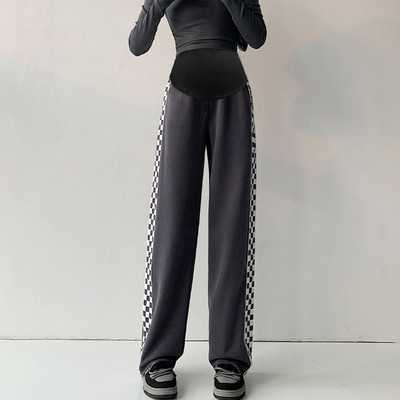 Ženske hlače za trudnice s visokim strukom, rubom i džepom