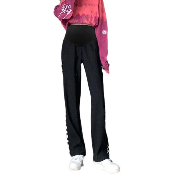 Ženske hlače za trudnice s visokim strukom, rubom i džepom