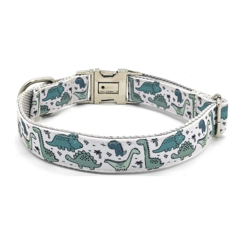 Guler personalizat pentru animale de companie de dinozaur Etichetă de identificare personalizată cu nume de cățeluș, zgarda de bază pentru câini cu desene animate, cu gravură gratuită