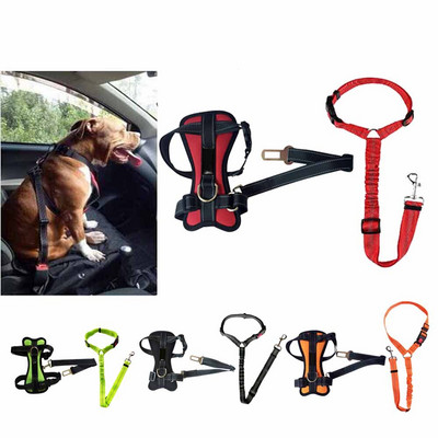 Dog Vehicle Safety Harness Adjustable Soft Pad Breathable Mesh Car Seat Belt Leash Harness With Travel Strap Most Cars For Dogs