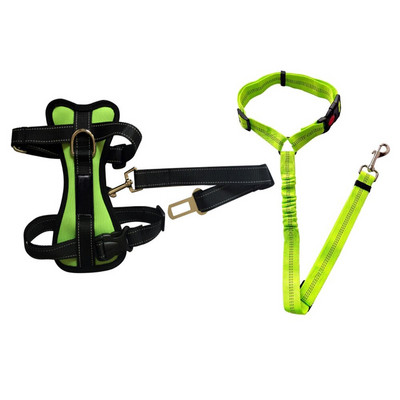 Koerasõiduki turvarihmad Reguleeritav pehme padjaga hingav võrgust auto turvavöö jalutusrihm koos reisirihmaga Enamik koertele mõeldud autosid