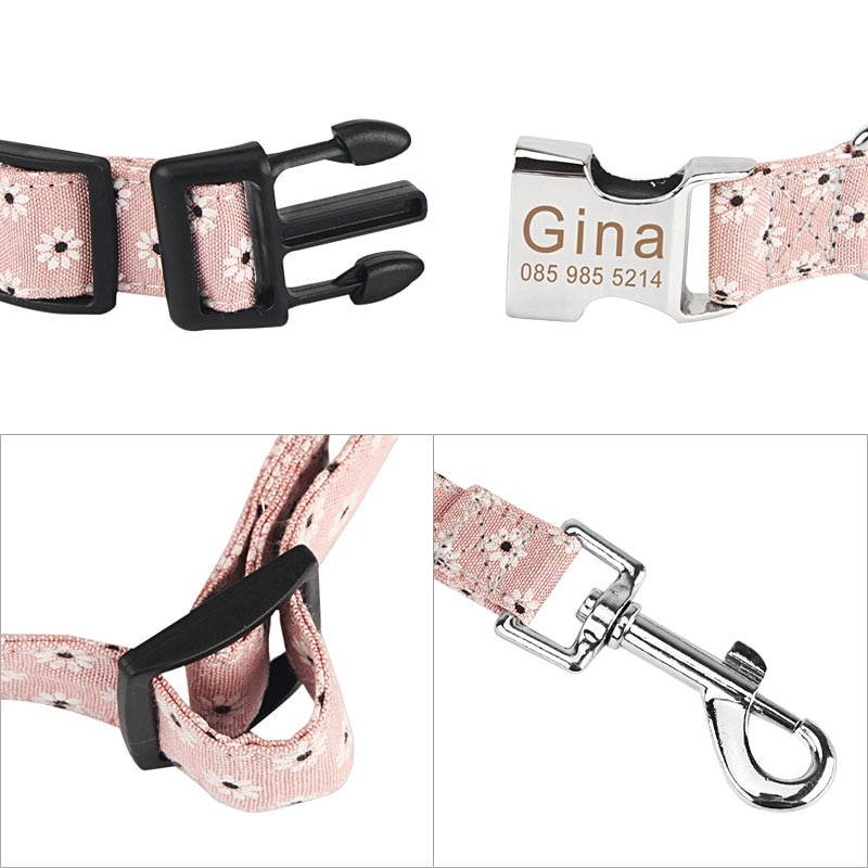 Povodci za kućne ljubimce Ogrlica Prilagođeni cvijet Prilagođena ogrlica za pse Povodac Oznaka ID Naziv Ogrlice za mačke za male srednje velike pse Pojas za hodanje