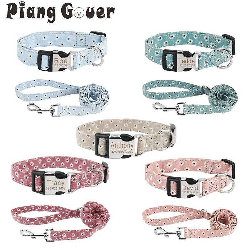 Povodci za kućne ljubimce Ogrlica Prilagođeni cvijet Prilagođena ogrlica za pse Povodac Oznaka ID Naziv Ogrlice za mačke za male srednje velike pse Pojas za hodanje