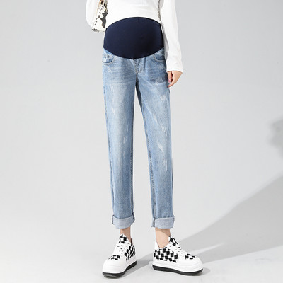 Blugi de maternitate cu talie înaltă la modă