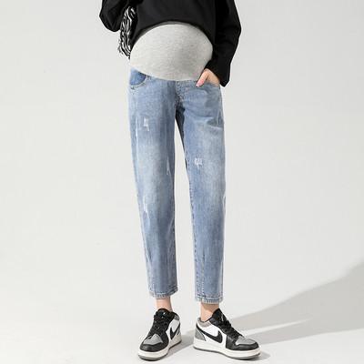 Blugi de maternitate cu talie înaltă la modă