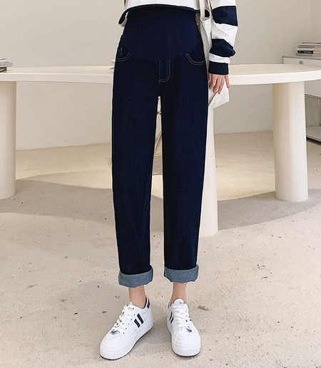 Blugi de maternitate cu talie înaltă la modă