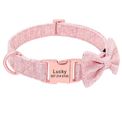 Προσαρμοσμένο σετ λουριών γιακά σκύλου Υψηλής ποιότητας εξατομικευμένα κολάρα για κατοικίδια με ρυθμιζόμενο παπιγιόν Κολάρες σκυλιών με λουρί Δωρεάν χάραξη