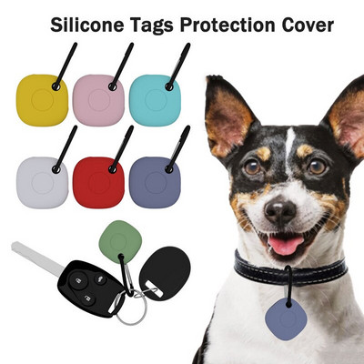 AirTags Protective Cover Silicone Protection Case For Apple Samsung AirTags Pet Locator Tracker Protective Sleeve Cover Keychain