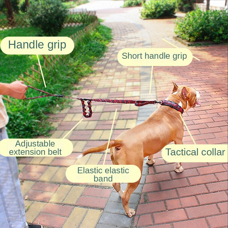 Karinis šunų antkaklio ir pavadėlio rinkinys naminių gyvūnėlių dresūrai kamufliažas, mada, taktiniai dideli šunų antkakliai, vidutinio dydžio šunų patvarūs priedai