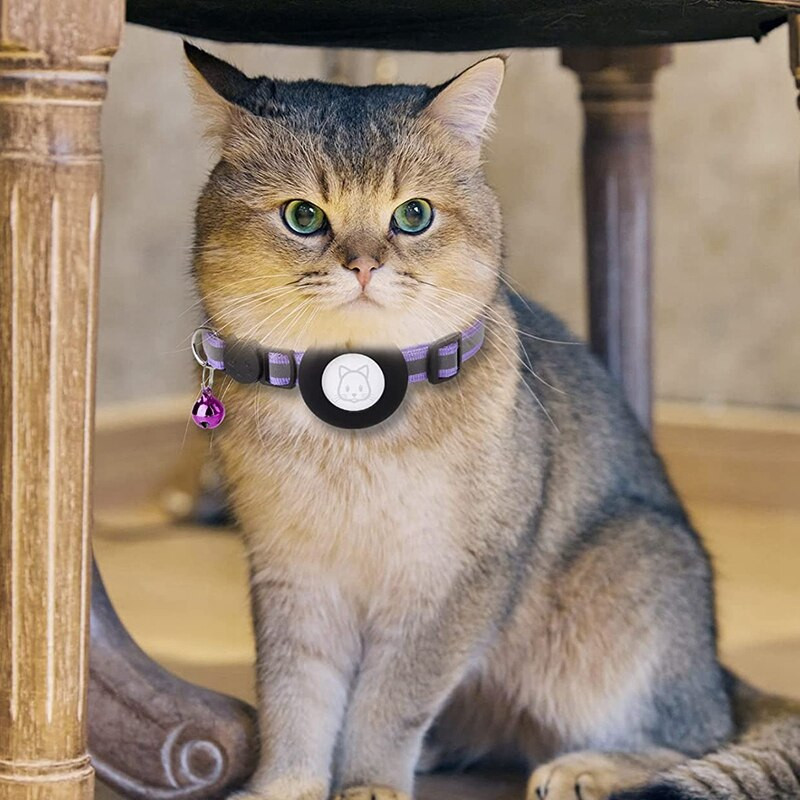 2 Pack Cat kaelarihm Air Tag kassi kaelarihmade jaoks koos turvapandla ja eemaldatava kellaga Apple Airtag väikese lemmiklooma kaelarihma jaoks