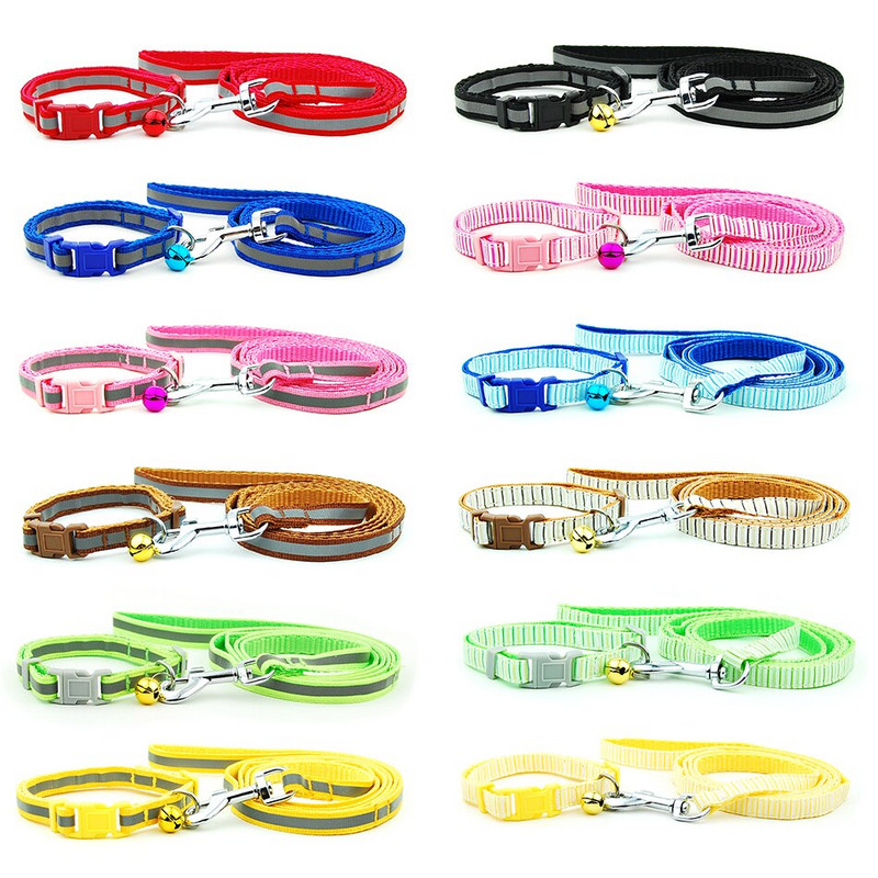 Povodac s ogrlicom za pse, mačke, podesivim ovratnikom za kućne ljubimce s reflektirajućim zvonom za mačku, malog psa za šetnju na otvorenom, terijer pudla