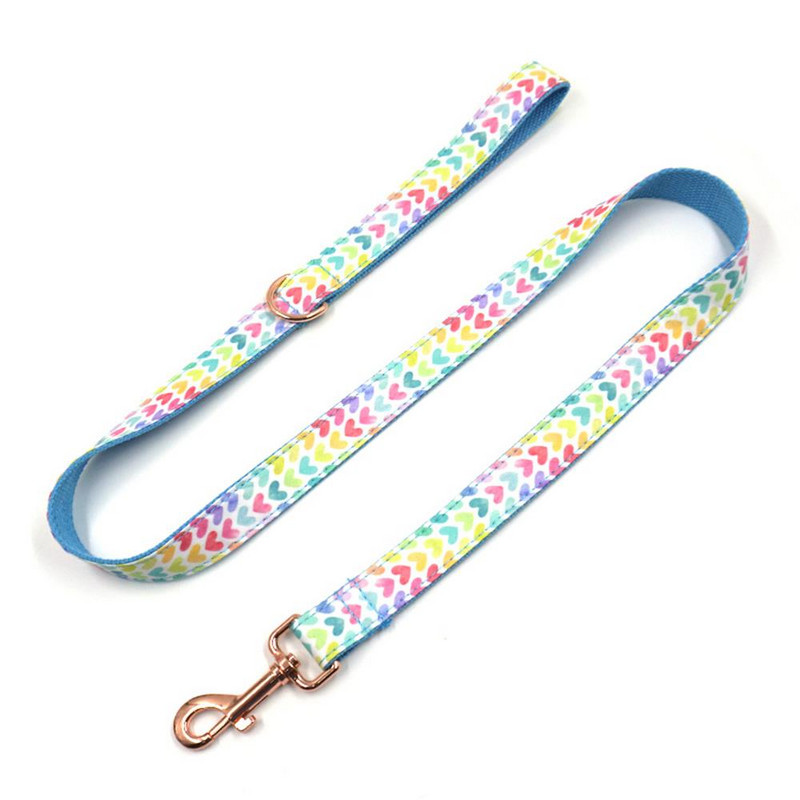 Personalizirana ogrlica za pse Prilagođene ogrlice za kućne ljubimce Graviranje ID pločice s imenom Dodatak za kućne ljubimce Rainbow Heart Puppy Ogrlica Set povodca