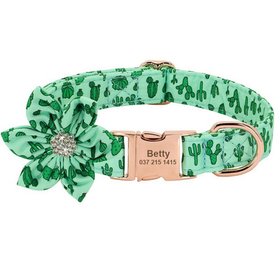 Εξατομικευμένο σετ λουριών με κολάρο σκύλου Nylon Dogs ID Περιλαίμια Ζώνη για περπάτημα για κατοικίδια Αξεσουάρ λουλουδιών στρας για μικρά μεγαλόσωμα σκυλιά