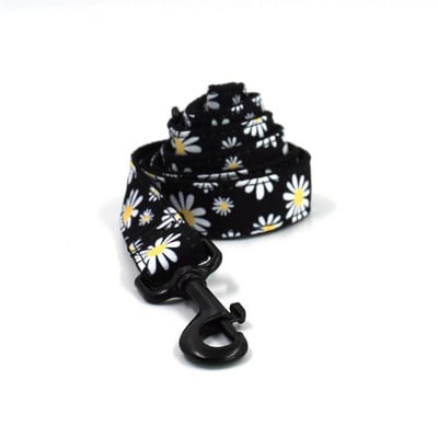 Εξατομικευμένο κολάρο κατοικίδιων Προσαρμοσμένη πινακίδα ταυτότητας κουταβιού Ρυθμιζόμενη πόρπη Δυνατό μαύρο λουλούδι λουλούδι Σετ λουριών με βασικά κολάρα