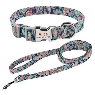 Σετ λουριών για σκύλους κατοικίδιων ζώων Σετ νάιλον μολύβδου Προσαρμοσμένο εξατομικευμένο όνομα κουταβιού ID Μικρά μεσαία μεγάλα σκυλιά Μπουλντόγκ ανθεκτικό