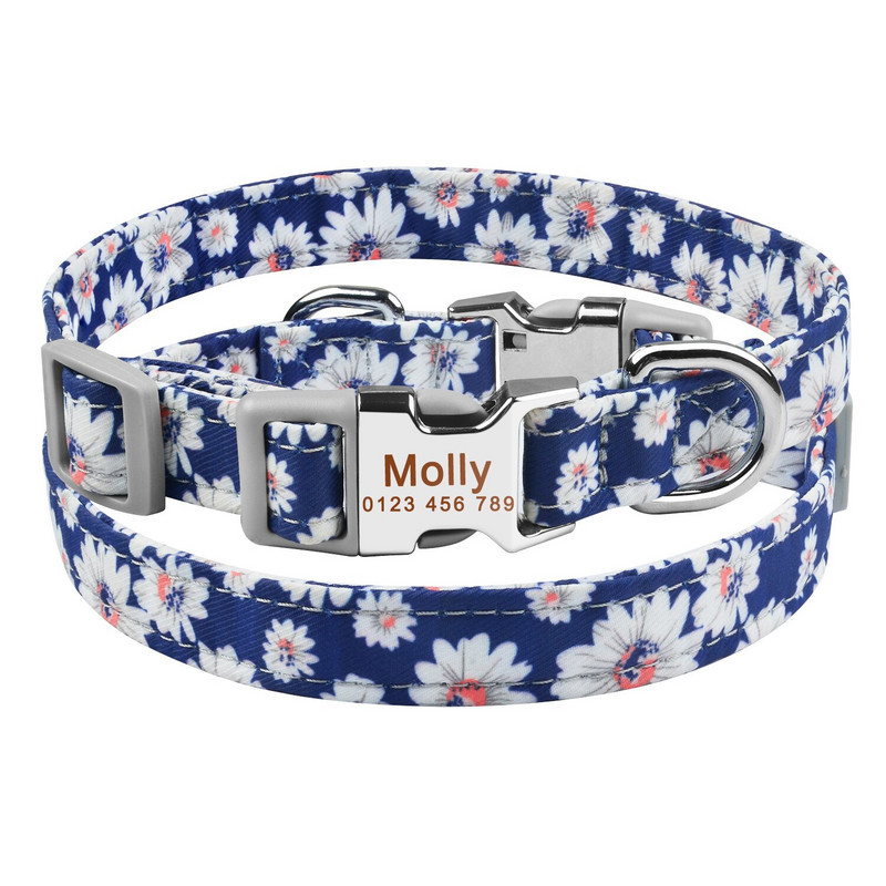 Σετ λουριών για σκύλους κατοικίδιων ζώων Σετ νάιλον μολύβδου Προσαρμοσμένο εξατομικευμένο όνομα κουταβιού ID Μικρά μεσαία μεγάλα σκυλιά Μπουλντόγκ ανθεκτικό