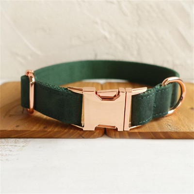 Personalizirana ogrlica za kućne ljubimce Prilagođena identifikacijska oznaka s natpisnom pločicom Podesiva mekana zelena antilop tkanina Ogrlice za mačke i pse Set povodca