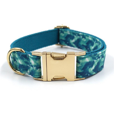 Personalizirana ogrlica za pse Prilagođene ogrlice za kućne ljubimce Besplatno graviranje identifikacijske oznake s imenom Dodatak za kućne ljubimce Green Ocean Wave Puppy Set povodnika za ogrlicu