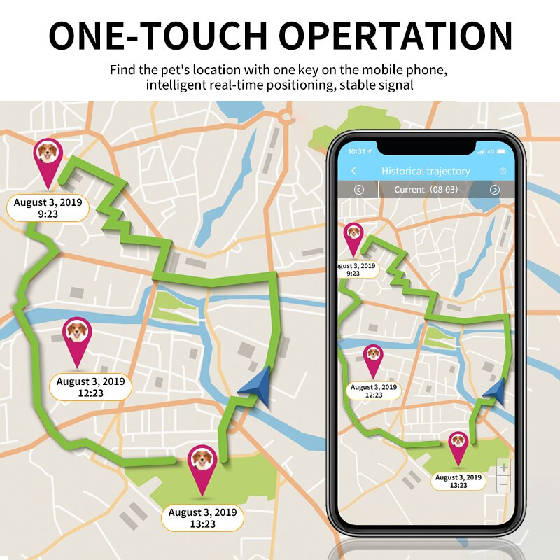 Smart Dog GPS Locator Pet Mini GPS-jälgija koos moodsa kaelarihmaga koerakassi reaalajas jälgimise vastase tasuta rakenduse platvormile