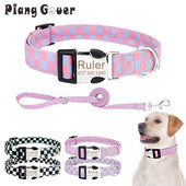 Καρό κολάρο κατοικίδιων προσαρμοσμένων λουριών σκύλου για κουτάβι γάτα Προσωποποιημένη ετικέτα ταυτότητας γιακά κατοικίδιου για μεσαίου μεγέθους σκύλους