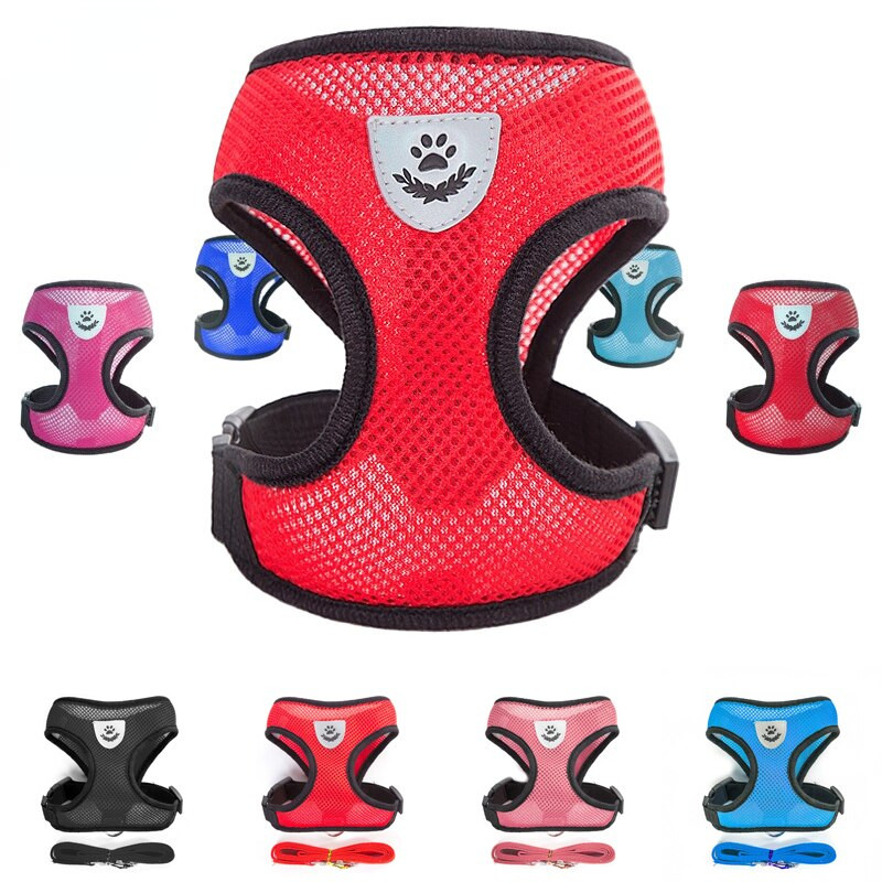 Светлоотразителна дишаща мрежа Комплект колани за кучета и каишка Кученце Куче Котешка жилетка Колан за малки кучета Аксесоари за кучета Консумативи