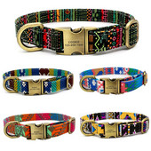 Guler pentru câini, personalizat, personalizat, boemia, etichetă de identificare cu nume de pânză. Gulerele de bază reglabile.