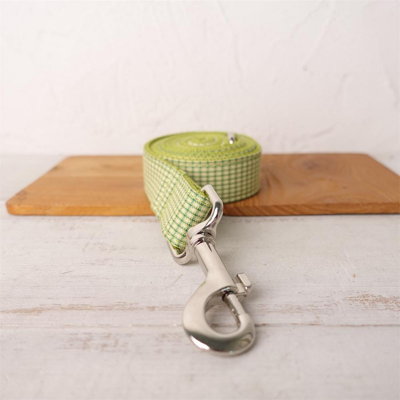 Personalizirana ogrlica za pse Prilagođena ogrlica za kućne ljubimce Besplatno graviranje identifikacijske oznake s imenom Dodatak za kućnog ljubimca Zeleno bijela karirana ogrlica za štene Povodac Set