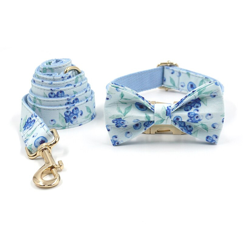 Koerarakmete ja jalutusrihma komplekt Võrgusilmaga polsterdatud pehmed lemmikloomarakmed väikestele koertele Mustika mustriga luksuslikud kohandatud nimega koera kaelarihm, reguleeritav