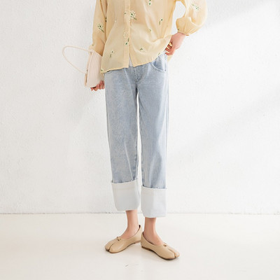 Blugi de maternitate, stilați, cu talie înaltă