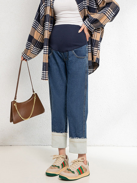 Blugi de maternitate, stilați, cu talie înaltă