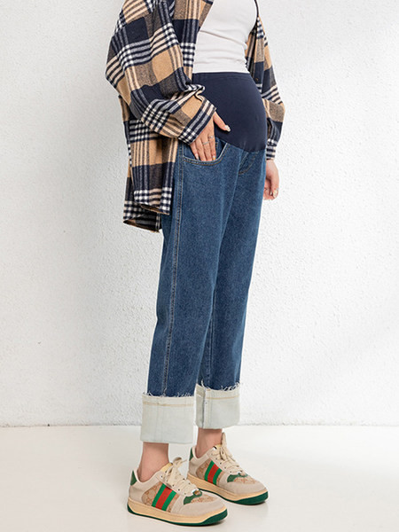 Blugi de maternitate, stilați, cu talie înaltă