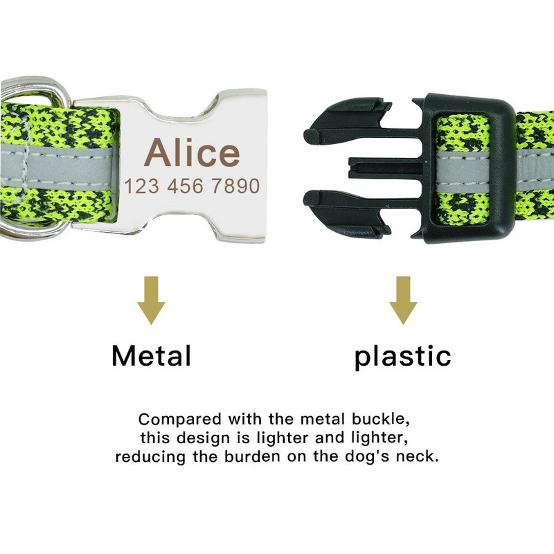 Reflektirajuća najlonska pseća ogrlica i set povodnika Personalizirane ID ogrlice za pse Povodac za hodanje za male srednje velike pse SML