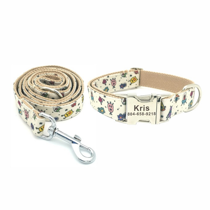 Isikupärastatud Space Monster lemmiklooma kaelarihm Vastupidav kohandatud kutsika nime ID silt Reguleeritav Rocket Planet Alien põhiline koera kaelarihma komplekt